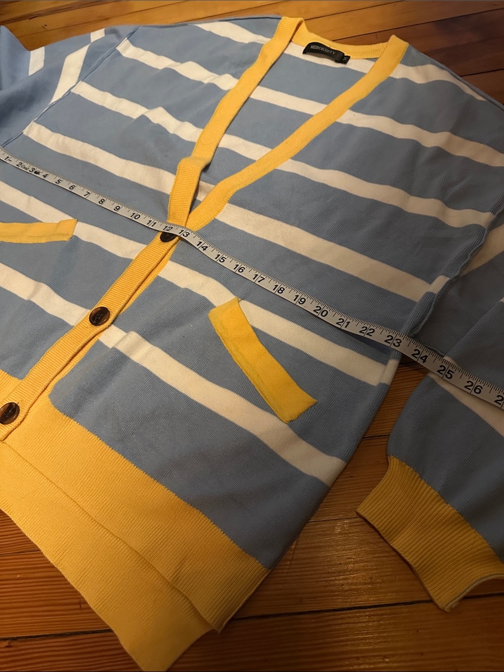 Merokeety Women’s Oversized Striped Sweater in Yellow, White & Light Blue